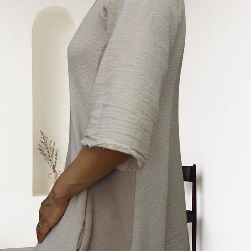 Women's dress made of soft fabric, mix of hemp and cotton